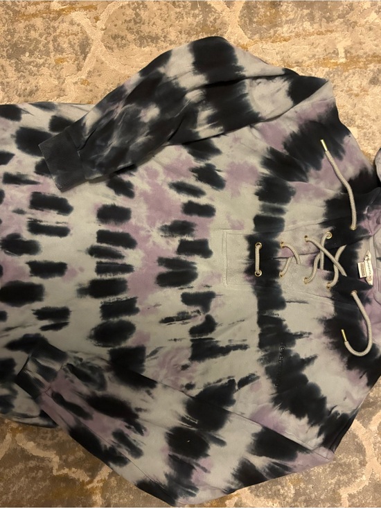 Eleven Paris Tops - Eleven Paris Black and Lavender Tie-Dye Lace-Up Hoodie